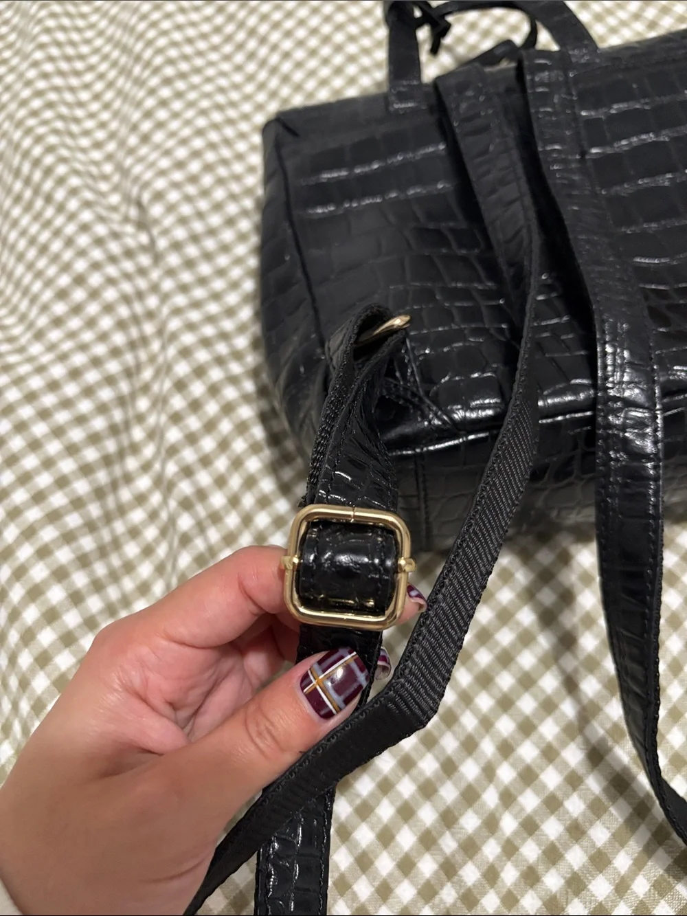 Ashwood Black Croc-Embossed Women’s Bag